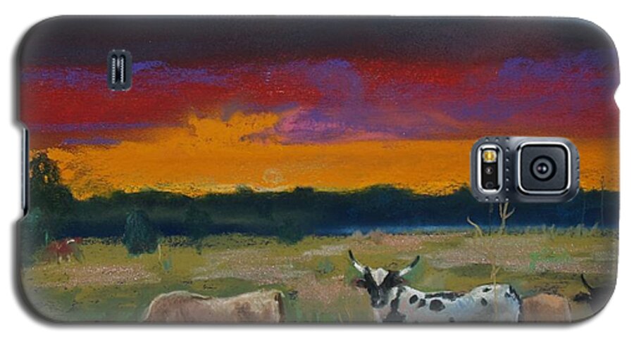 Cattle Galaxy S5 Case featuring the painting Cattle's Cadence by Robin Pedrero