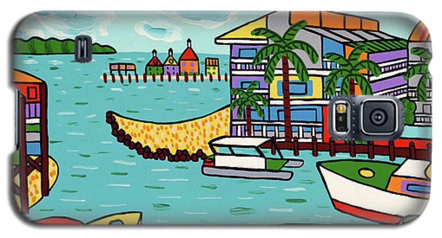 Cedar Key Galaxy S5 Case featuring the painting Cedar Cove Marina - Cedar Key by Mike Segal