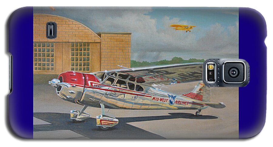 Aviation Galaxy S5 Case featuring the painting Cessna 195 by Stuart Swartz