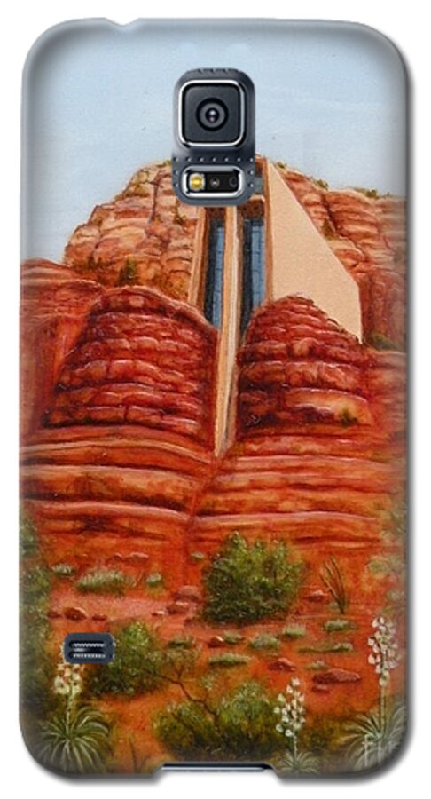 Chapel Galaxy S5 Case featuring the painting Chapel of the Holy Cross by Lora Duguay