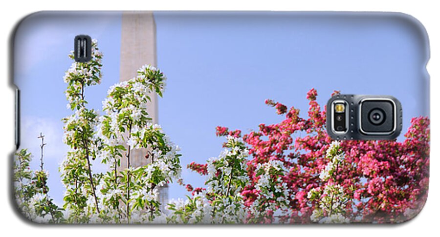 America Galaxy S5 Case featuring the photograph Cherry Trees and Washington Monument Four by Mitchell R Grosky