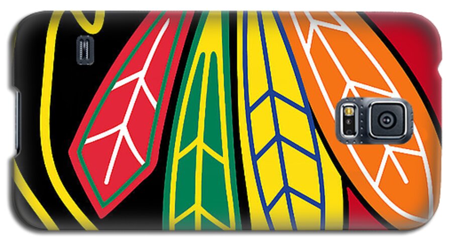 Chicago Galaxy S5 Case featuring the painting Chicago Blackhawks 2 by Tony Rubino
