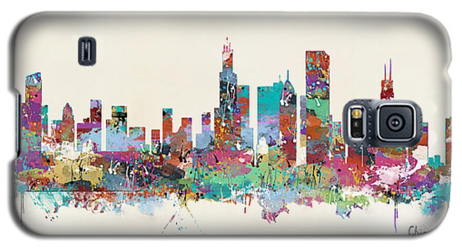 Chicago City Skyline Galaxy S5 Case featuring the painting Chicago Illinois Skyline by Bri Buckley