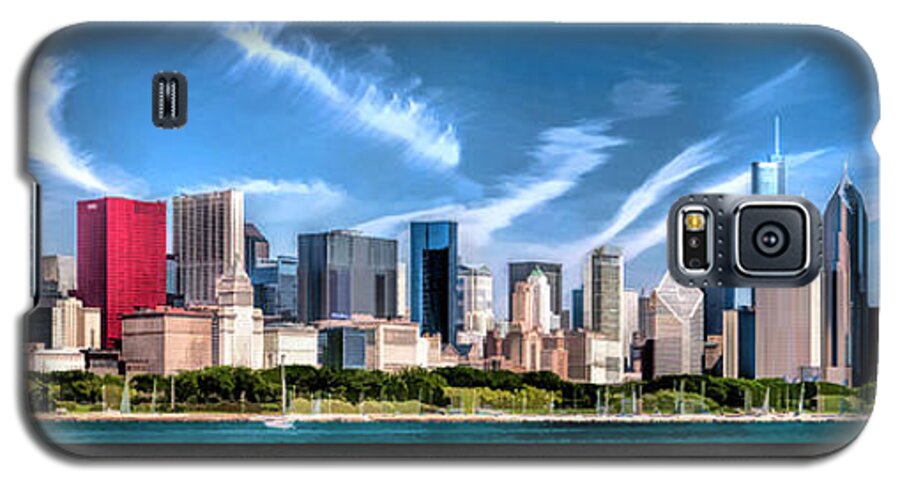 Chicago Galaxy S5 Case featuring the painting Chicago Skyline Panorama Poster by Christopher Arndt