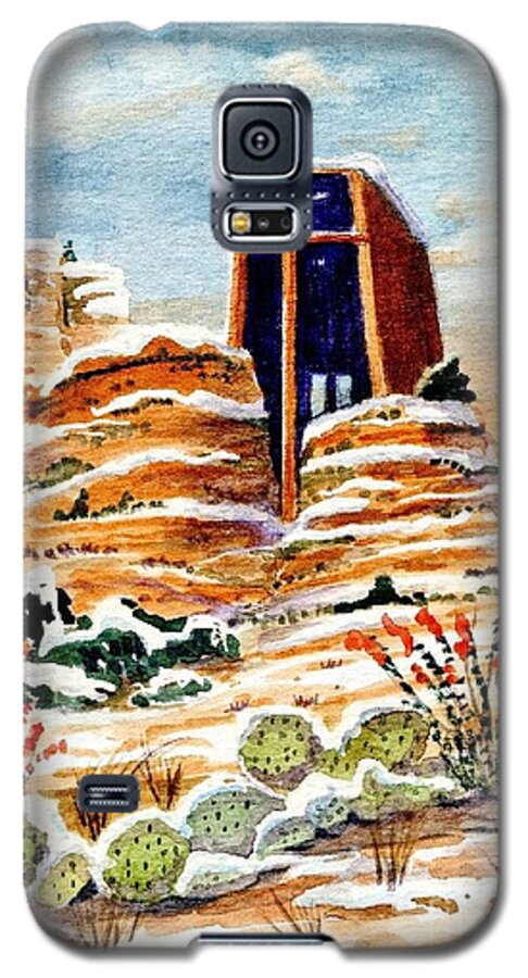 Chapel Of The Holy Cross Galaxy S5 Case featuring the painting Christmas In Sedona by Marilyn Smith