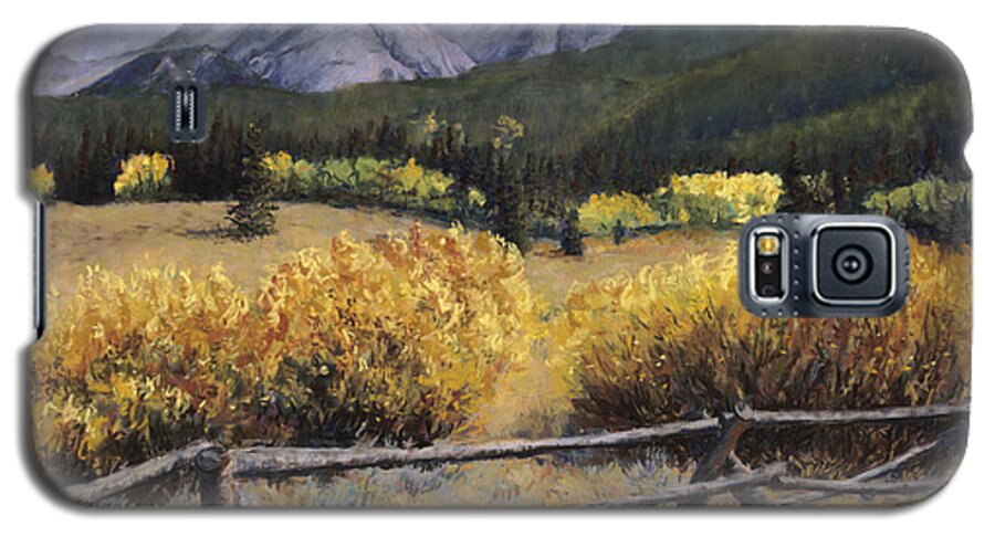 Autumn Galaxy S5 Case featuring the painting Clark Peak by Mary Giacomini