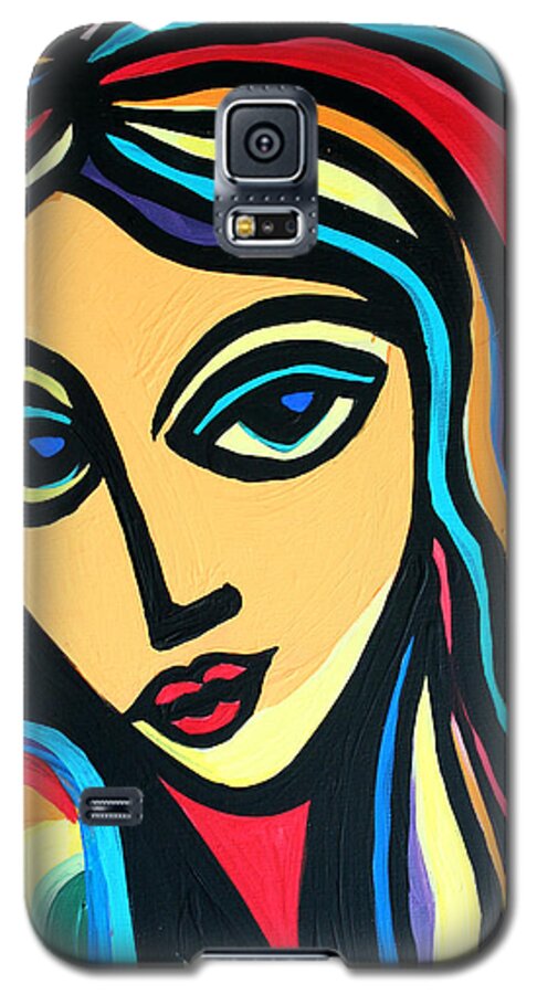 Colorful Galaxy S5 Case featuring the painting Colorful Stare by Cynthia Snyder