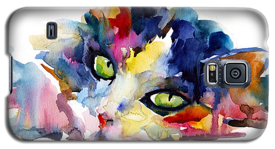 Tubby Cat Galaxy S5 Case featuring the painting Colorful Tubby cat painting by Svetlana Novikova