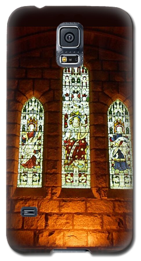 Crathie Church Galaxy S5 Case featuring the photograph Colourful Windows at Crathie Church by Joan-Violet Stretch