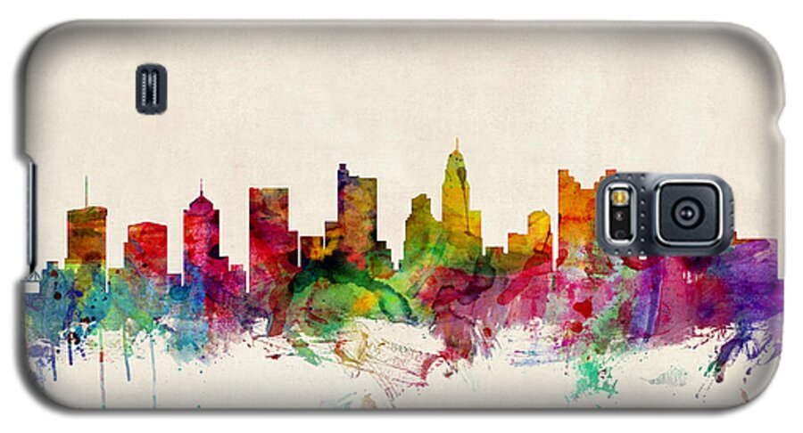 Watercolour Galaxy S5 Case featuring the digital art Columbus Ohio Skyline by Michael Tompsett