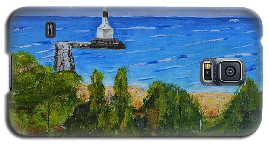 Light Galaxy S5 Case featuring the painting Summer, Conneaut Ohio Lighthouse by Melvin Turner