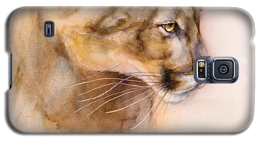 Cougar Galaxy S5 Case featuring the painting Cougar on the Prowl by Bonnie Rinier