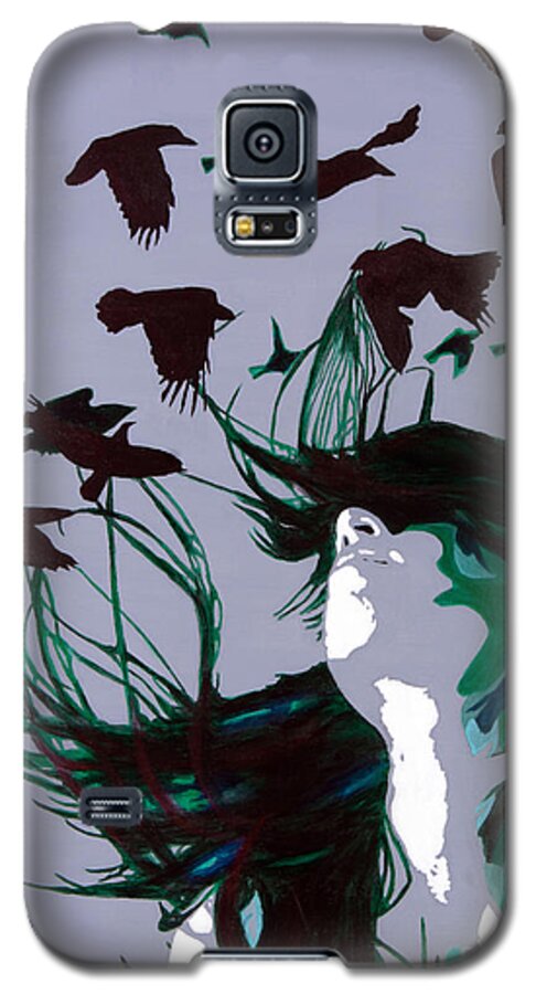 Denise Galaxy S5 Case featuring the painting Crows by Denise Deiloh