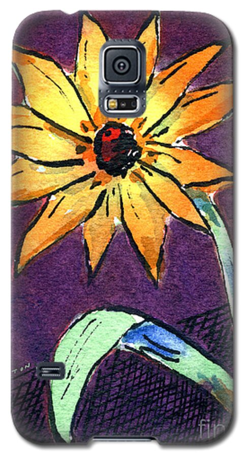Daisy Galaxy S5 Case featuring the painting Daisy on Dark Background by Diane Thornton