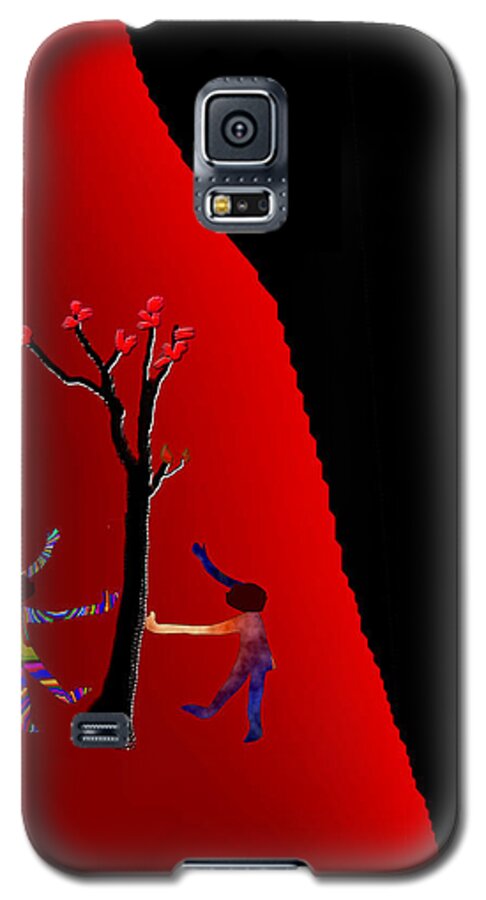 Tree Galaxy S5 Case featuring the digital art Dancing Around a Tree by Asok Mukhopadhyay