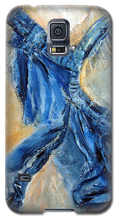 Shades Of Blue Galaxy S5 Case featuring the painting Dancing Denim by Roberta Rotunda
