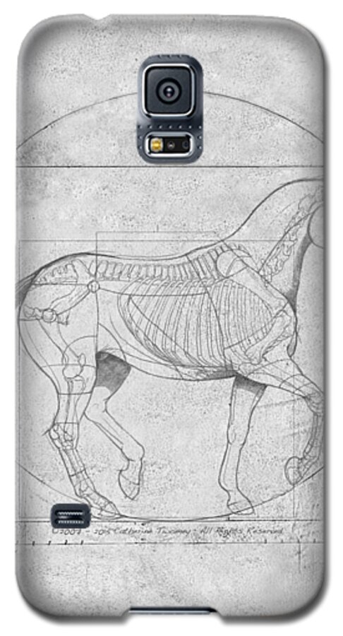 Horse Galaxy S5 Case featuring the painting Da Vinci Horse Piaffe Grayscale by Catherine Twomey