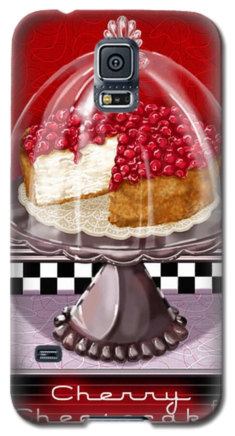 Chocolate Galaxy S5 Case featuring the mixed media Diner Desserts - Cherry Cheesecake by Shari Warren