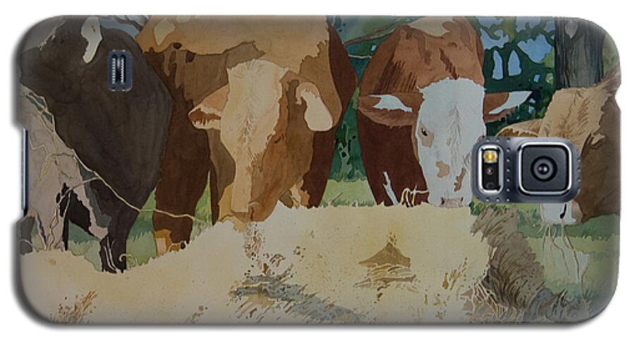 Calves Galaxy S5 Case featuring the painting Dinner Time by Terry Holliday