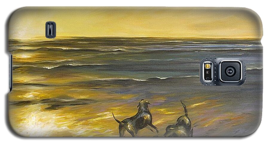Dog Galaxy S5 Case featuring the painting Dog Beach by Dina Dargo