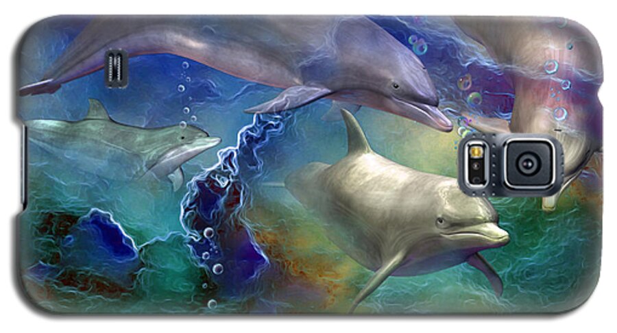 Dolphin Galaxy S5 Case featuring the mixed media Dolphin Dream by Carol Cavalaris