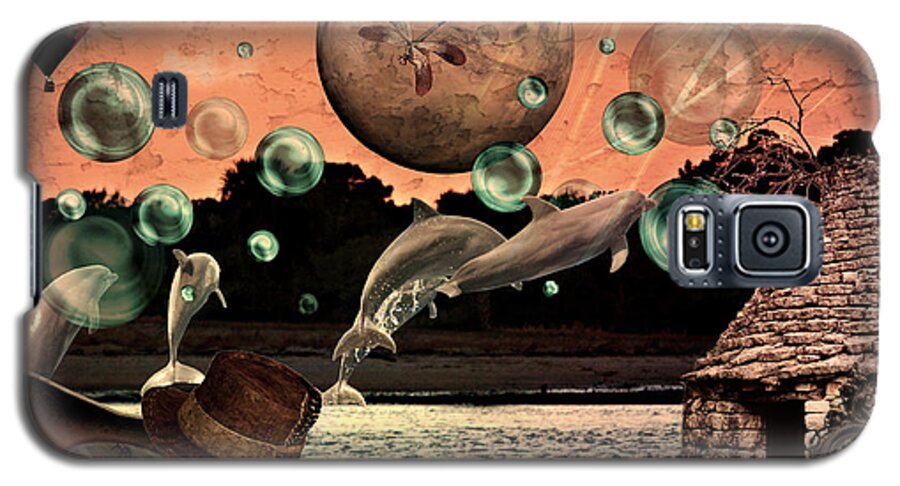 Surrealism Galaxy S5 Case featuring the mixed media Dolphin Dreams by Ally White