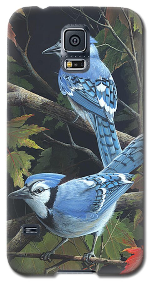 Jay Birds Galaxy S5 Case featuring the painting Double Trouble by Mike Brown