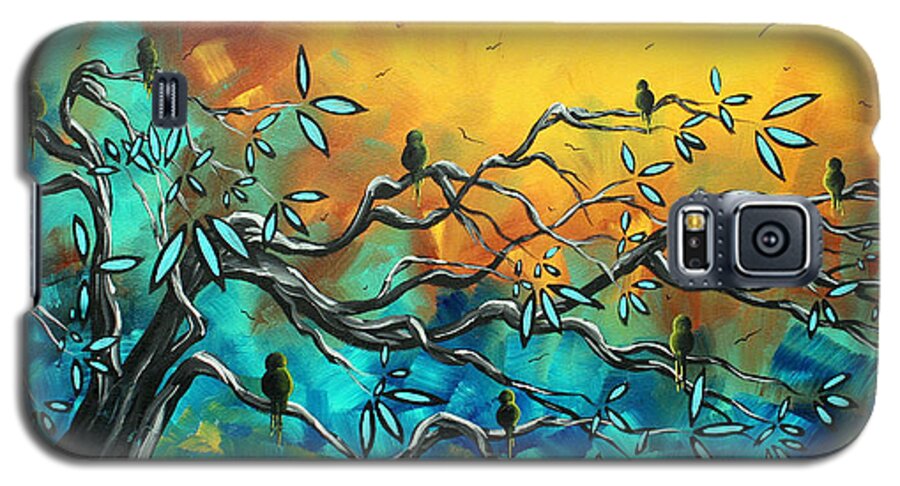 Art Galaxy S5 Case featuring the painting Dream Watchers Original abstract Bird Painting by Megan Aroon