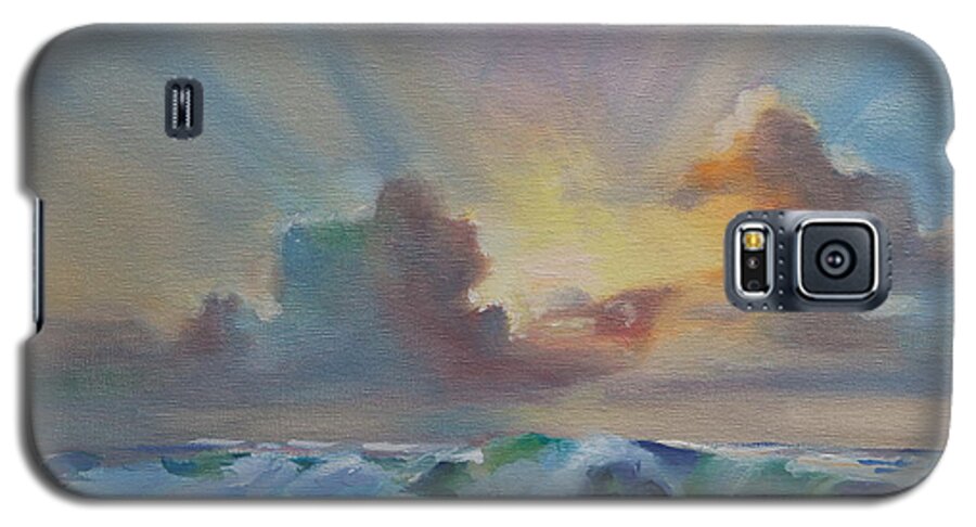 Waves Galaxy S5 Case featuring the painting Dusk on the Outer Banks by Susan Bradbury