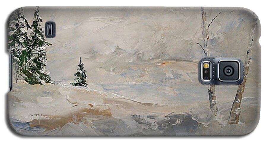 Landscape Galaxy S5 Case featuring the painting Early Snow by Alan Lakin
