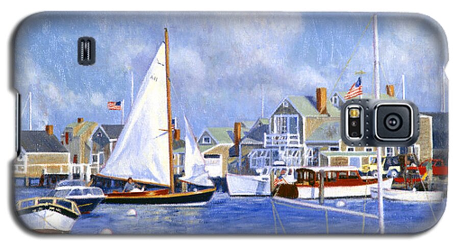 Nantucket Galaxy S5 Case featuring the painting Easy Street Basin Blues by Candace Lovely