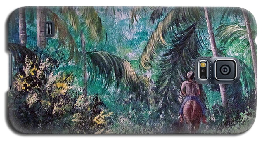 Palms Galaxy S5 Case featuring the painting El Camino by Gloria E Barreto-Rodriguez