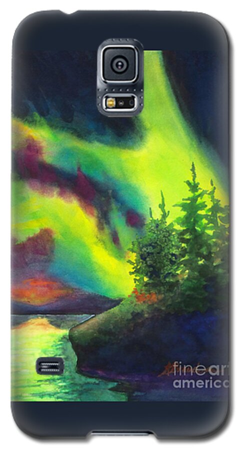 Painting Galaxy S5 Case featuring the painting Electric Green in the Sky 2 by Kathy Braud