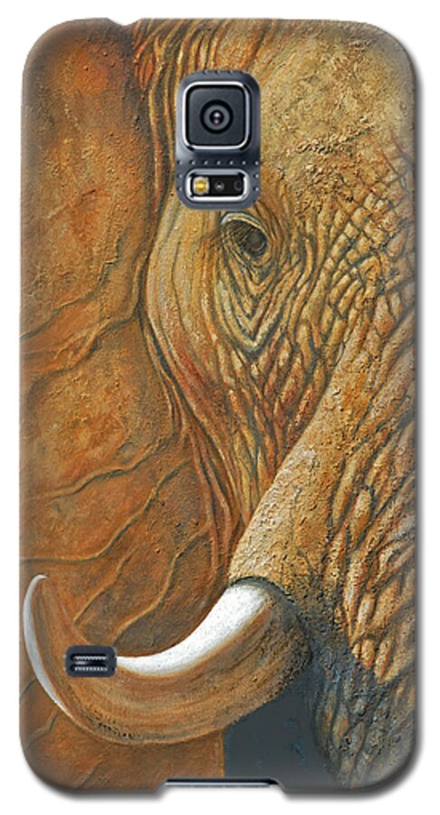 Elephant Print Galaxy S5 Case featuring the painting Elephant Matriarch portrait close up by David Clode