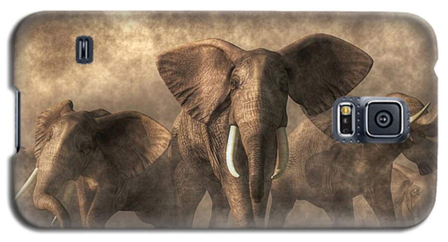 Elephant Galaxy S5 Case featuring the digital art Elephant Stampede by Daniel Eskridge
