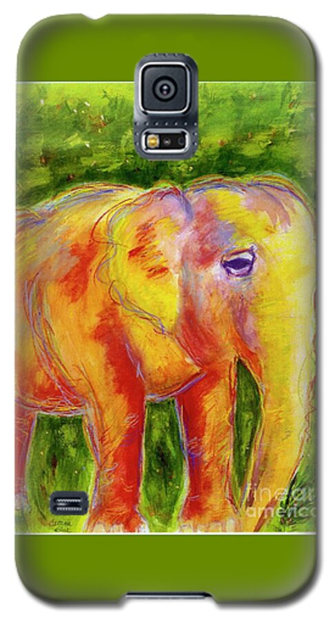 Elephant Galaxy S5 Case featuring the painting Elle by Beth Saffer
