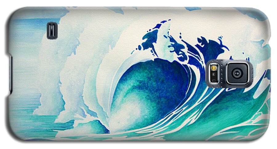 Wave Galaxy S5 Case featuring the painting Emerald Break by William Love