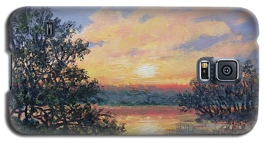 Sunset Galaxy S5 Case featuring the painting Evening Marsh Light by Kathleen McDermott