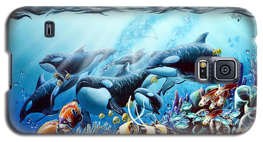 Orca Galaxy S5 Case featuring the painting Felicity by Lachri