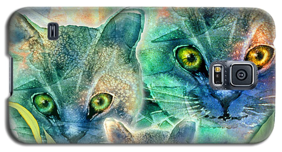 Feline Family Galaxy S5 Case featuring the painting Feline Family by Teresa Ascone