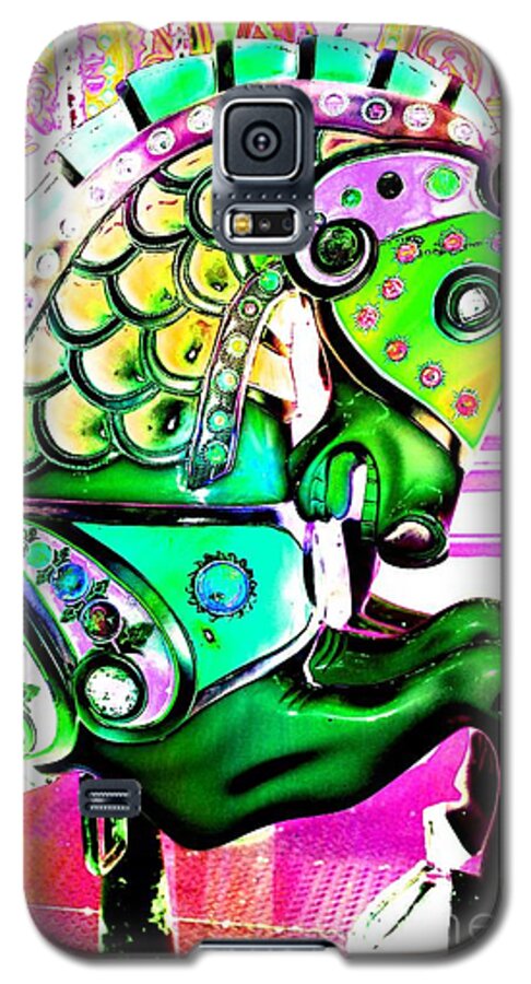 Carousel Galaxy S5 Case featuring the digital art Festive Green Carnival Horse by Patty Vicknair