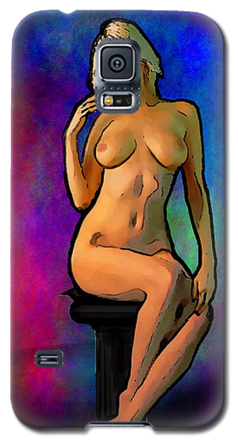 Female Galaxy S5 Case featuring the painting FINE ART FEMALE NUDE POSING SEATED Original Art by G Linsenmayer