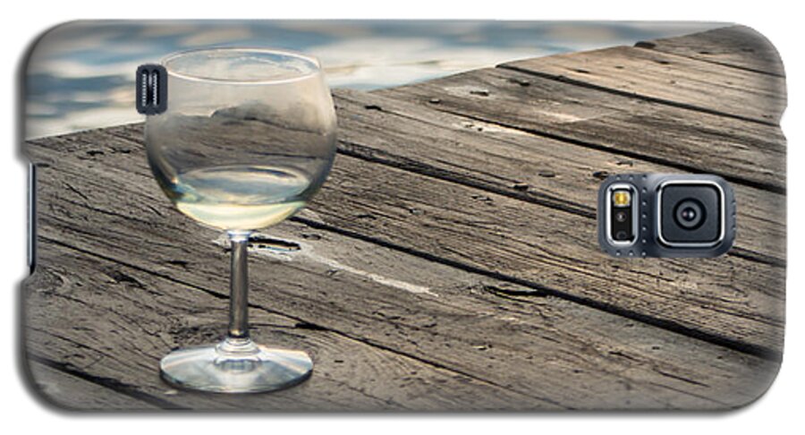 Glass Galaxy S5 Case featuring the photograph Finger lakes wine tasting - Wine Glass on the Dock by Photographic Arts And Design Studio