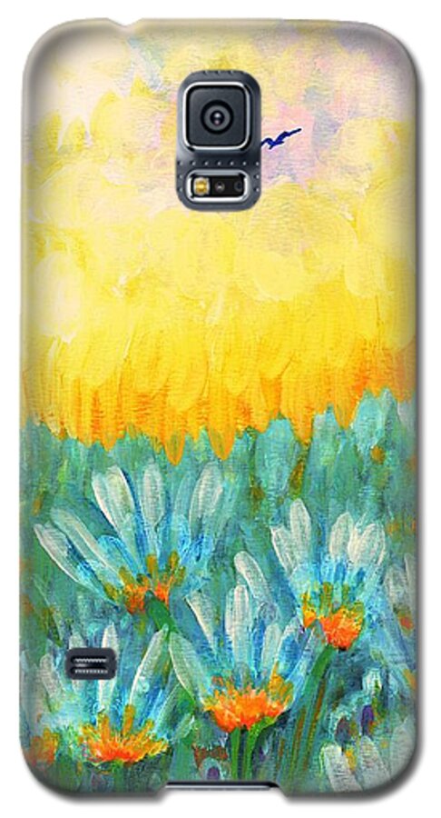 Orange Galaxy S5 Case featuring the painting Firelight by Holly Carmichael