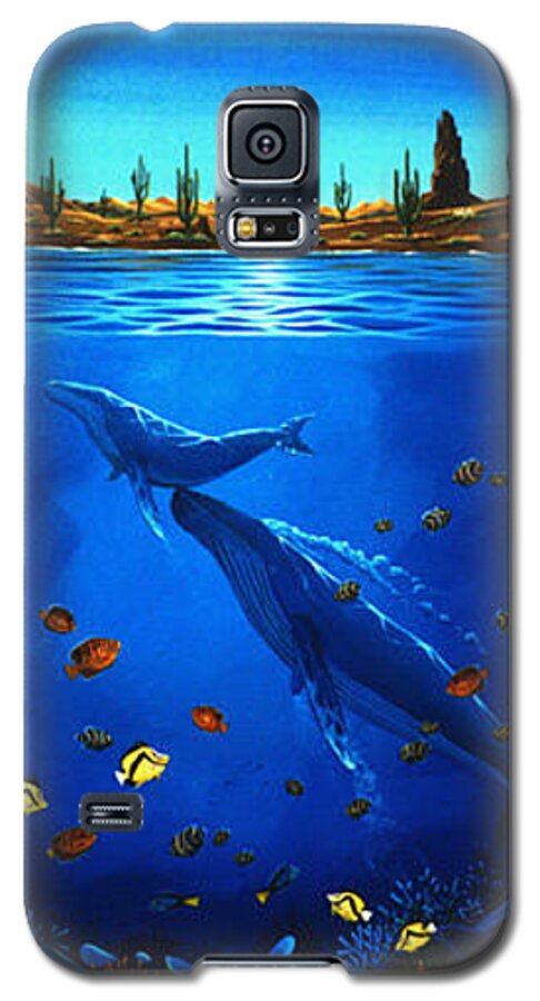 Whales Galaxy S5 Case featuring the painting First Breath by Lance Headlee