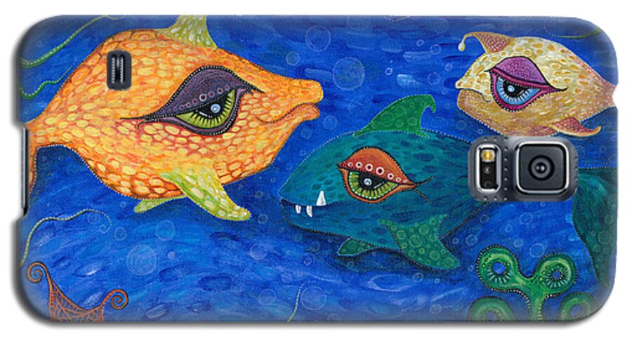 Fish Galaxy S5 Case featuring the painting Fishin' for Smiles by Tanielle Childers