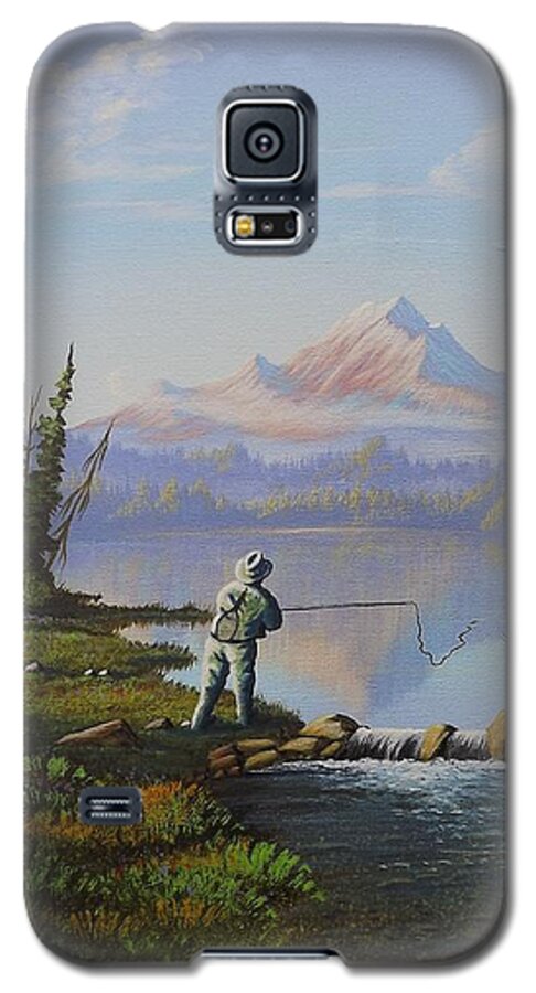 Fishing Galaxy S5 Case featuring the painting Fishing the High Lakes by Richard Faulkner