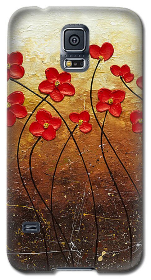 Abstract Art Galaxy S5 Case featuring the painting Flores de Mi Jardin 2 by Carmen Guedez