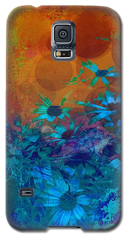 Flower Galaxy S5 Case featuring the photograph Flower Fantasy in Blue and Orange by Ann Powell