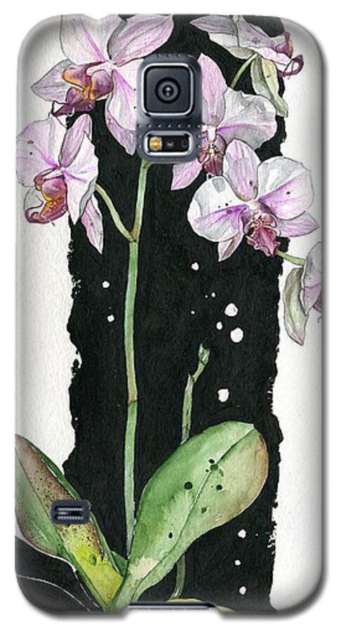 Art Galaxy S5 Case featuring the painting Flower ORCHID 02 Elena Yakubovich by Elena Daniel Yakubovich